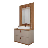 Gabinete Para Banheiro Milano 60cm Cappuccino Espelho Painel