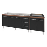 Gabinete Para Pia De 150 Cm Com Balcão Para Cooktop 4 Bocas