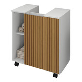 Gabinete Para Pia De Coluna Com 4 Rodinhas Jdm Nichos E Porta Grande Ripado 3d