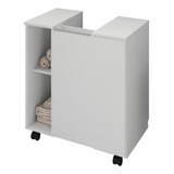 Gabinete Para Pia De Coluna Com 4 Rodinhas Nichos E Porta Grande Branco
