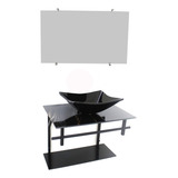 Gabinete Vidro Para Banheiro 50cm suporte De Inox espelho