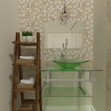 Gabinete Vidro Quadrada 60cm Torneira Link Sup Inox Cores