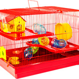 Gaiola Casa Para Hamster Completa Grande 2 Andar Cor Vermelha