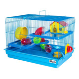 Gaiola Casinha Hamster Roedores Extra Grande 2 Andares Space Cor Azul