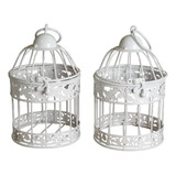 Gaiola Decorativa Metal Provençal Branca 17 Cms Com 2