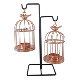 Gaiola Decorativa Porta Velas Enfeite Passarinho Com Suporte