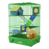 Gaiola Hamster Alta 3 Andares Colorida Completa Com Tubos