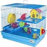 Gaiola Para Hamster Big Space Azul - 2 Andares Com Tubos- Casinha- Roda E Acessórios