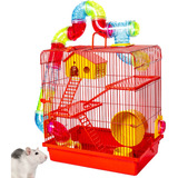 Gaiola Tubo Hamster Chinchila Porquinho Roda 3 Andares Luxo
