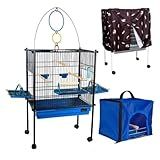 Gaiola Viveiro Calopsita Aves Triplex Playground Preto Azul