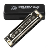 Gaita De Boca Golden Cup Afinação Em Dó c Harmonica 20 Vozes Diatônica Blues Jazz Com Estojo Estudo