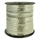 Galão Fio Paetê Artesanato Prata 6mm 10m