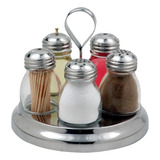 Galheteiro 5 Peças Inox C Suporte P Restaurantes E Bar