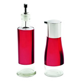 Galheteiro Vidro Inox Porta Tempero Azeite Vinagre 2pç