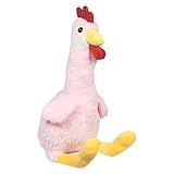Galinha De Pelúcia Peludinha Sentada Brinquedo Galo Com Pescoço Grande 33Cms Rosa