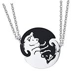 GALPADA Colar Para Casais 1 Par Decoração De Pescoço De Pescoço Pingente De Pescoço Colar De Aço Inoxidável Branco Amantes Cachorro Colar De Casal