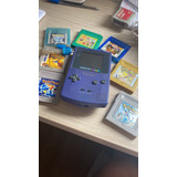 Game Boy Color Roxo Com Capa Cabo Link E Jogos
