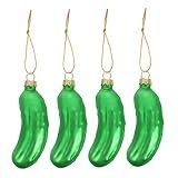GANAZONO 4 Pcs Pingente De Pepino Picles De Natal Enfeites De Árvore De Chips De Picles Pepino De Natal Picles Verdes Pendurados Enfeites De Vidro Em Conserva Árvore De Natal Bola De Vidro