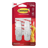Gancho Adesivo Duplo Removível Medio Command 3m Branco Para Pendurar Pano Chaves Bolsa Firme Seguro