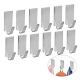 Gancho Cabide Inox Adesivo Kit 12 Peça Cozinha Banheiro Sala
