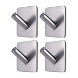 Gancho De Parede Inox Adesivo Pendurar Roupas Chaves 4 Pçs