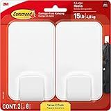 Gancho De Parede Pesado Command XL Branco Pacote Com 2 Ganchos E 8 Fitas Adesivas