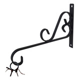 Gancho Suporte Rústico P Plantas Parede 20cm Preto Kit C 4