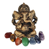 Ganesha Deus Hindu Prosperidade 9 5cm Kit 7 Pedras Chakras