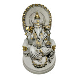 Ganesha Hindu Shiva Parvati Yoga Lottus Estatueta Decorativa Cor N a