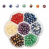 GangGangHao 350 Peças De 4 Mm 7 Chacras Pedras Naturais Redondas Cristais Cura Energia Genuína Pedra Real Pingente DIY Contas Lisas Para Pulseira Colar Brincos Fabricação De Joias -4 Mm- 7 Cores Dos Chacras-