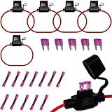 Gaoekoius 18 Awg À Prova D Água Em Linha Lâmina Fusível Kits 6Pcs 18 Calibre Fusível Porta Fusível Com 6Pcs 3Amp Lâmina Padrão Fusíveis 12Pcs Termoencolhível Conectores De Topo 6 Conjuntos 