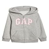 GAP Baby Girls Logo Zip Hoodie Sweatshirt Heather Grey 0 3 Months US