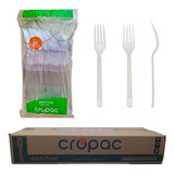Garfo De Cozinha Reforçado Cropac Reforçado Descartáveis Alta Premium Luxo Branco 500 Unidades
