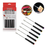 Garfo De Fondue Conjunto Petisco Aperitivo 6 Peças Colorido