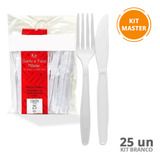 Garfo E Faca Master Talher Resistente Branco Prafesta 25 Un