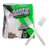 Garfo Extra Forte Refeição Branco Grande Descartável 50 Un
