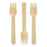 Garfos De Madeira Refeição Descartável 16cm C 100 Unidades