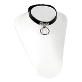 Gargantilha Choker De Couro Com Argola E Fivela Rock Cosplay