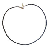 Gargantilha Colar Feminino Choker Couro Trançado Preto 40cm