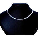 Gargantilha Colar Feminino Laminada Prata Aço Inox 45cm