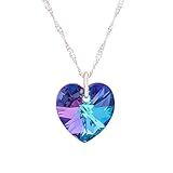 Gargantilha Coração Swarovski 10mm Vitrail Light Sunshine Cristais Cor Prata