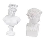 Garneck 2 Peças Mini Estátua De Gesso Cabeça De Davi Escultura Grega Deusa Doméstica Estatueta De David Esculturas De Gesso Estátua De Deusa Figura Estátua Ornamento Roma Antiga Busto Branco