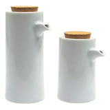 Garrafa Azeite Óleo Vinagre Shoyo Porcelana 1 Linha 2 Peças