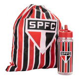 Garrafa Com Mochila Tipo Saco Time São Paulo Spfc 450 Ml Cor Vermelho Preto E Branco