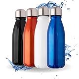 Garrafa De Água Portatil Estilo Boliche Alumínio Squeeze Com Camada Dupla Para Academia Esporte 500 ML Laranja 