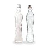 Garrafa De Vidro Grosso 1L Tampa Inox Rosca Ideal P Água Leite Sucos Resistente Detalhe Alto Relevo Porta De Geladeira