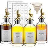 Garrafa Dispensadora De Azeite De Oliva De Vidro De 355 Ml Para Cozinha Dispensador De óleo E Vinagre Conjunto De 4 Garrafas De óleo Para Cozinha Dispensador De Xarope De Café Recipiente De óleo De Vidro Com Dosador De Metal Funil Etiquetas à Prova D água