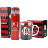 Garrafa Flamengo Caneca Térmica 450ml Agua Café Suco Cerveja Kit Presente Oficial