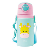 Garrafa Infantil 450ml Alumínio Estampa Canudo Silicone Buba