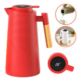 Garrafa Jarra Térmica Inox Termômetro Digital 1l C Display Cor Vermelho
